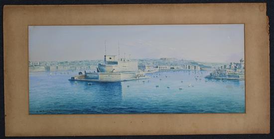 Vincenzo DEsposito (1886-1946) Fishing boats at sea and views of Valetta harbour, Malta, all unframed